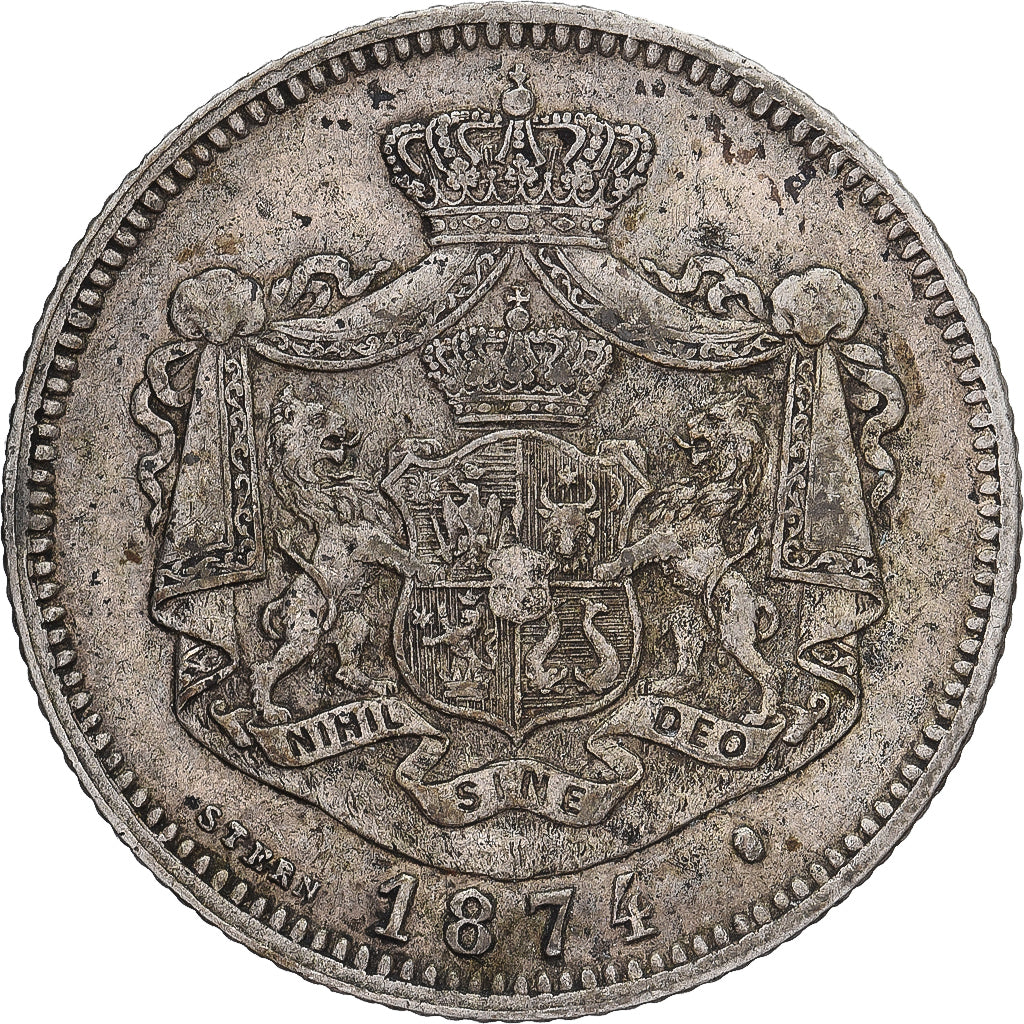 Romania, Carol I, Leu, 1874, Silver, VF(30-35), KM:10