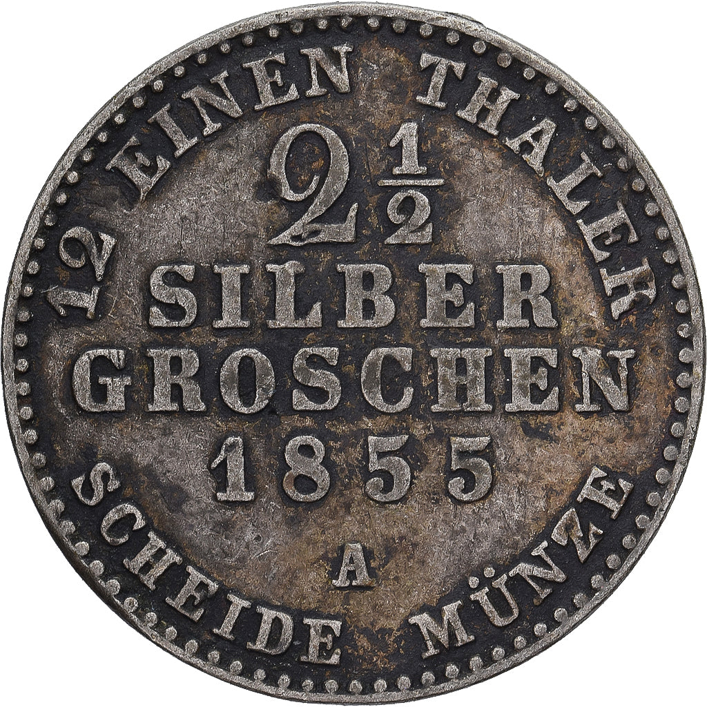 Landy niemieckie, PRUSSIA, Friedrich Wilhelm IV, 2-1/2 Silber Groschen, 1855