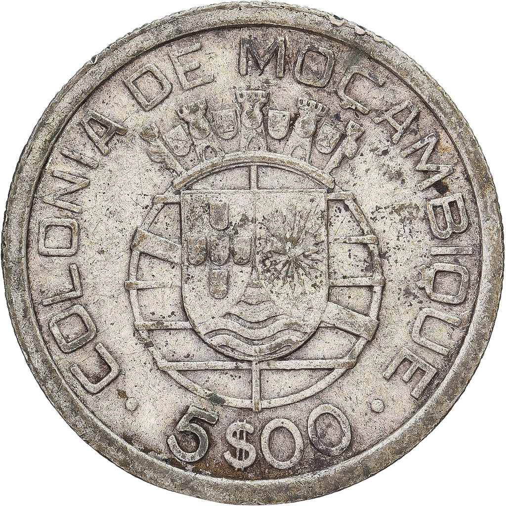 Mozambique, 5 Escudos, Silver, VF(30-35), KM:69