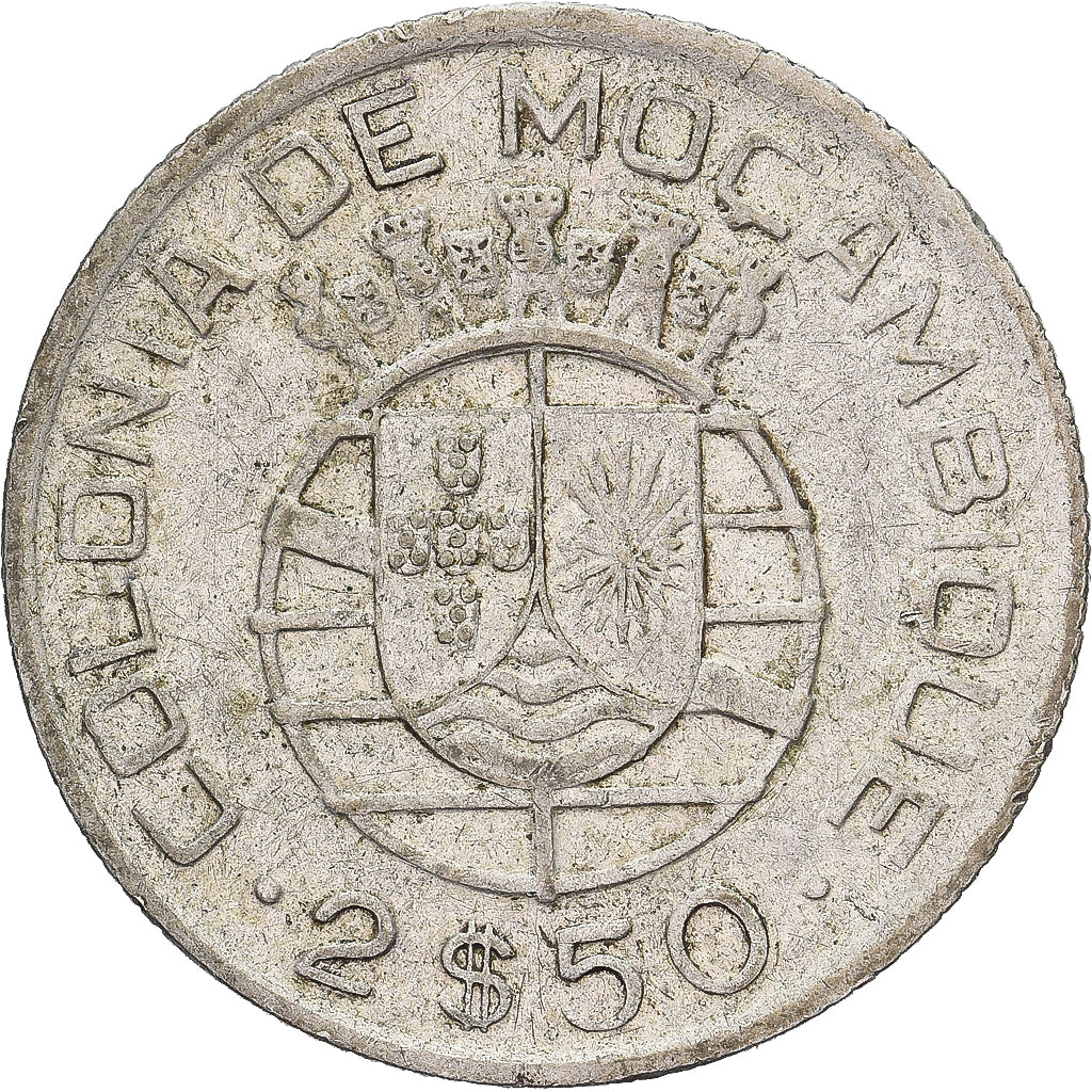 Mozambique, 2-1/2 Escudos, 1950, Silver, VF(30-35), KM:68