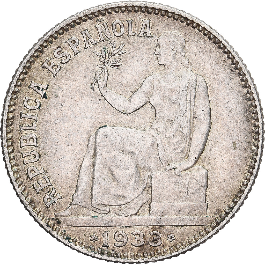 Spain, Peseta, 1933, Madrid, Silver, AU(50-53), KM:750