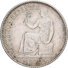 Spain, Peseta, 1933, Madrid, Silver, AU(50-53), KM:750