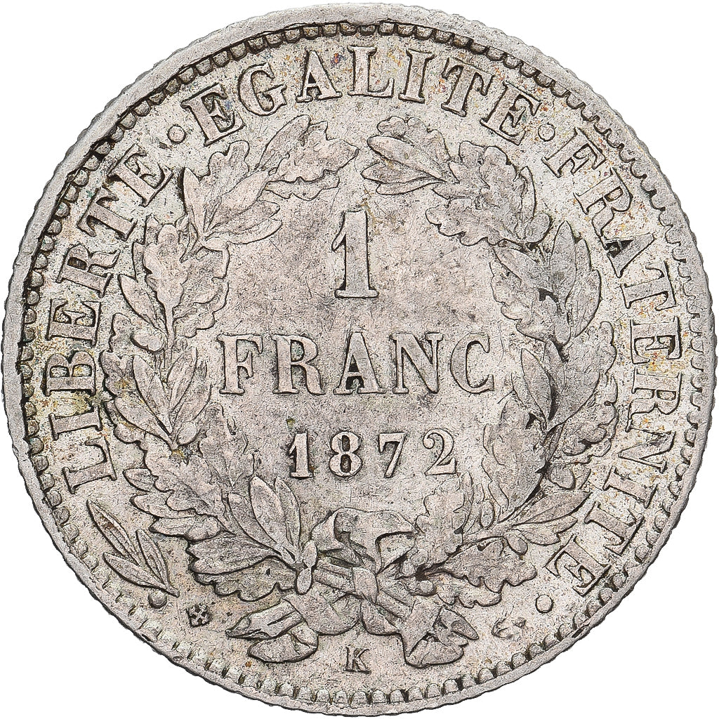 France, Franc, Cérès, 1872, Bordeaux, Silver, VF(30-35), KM:822.2