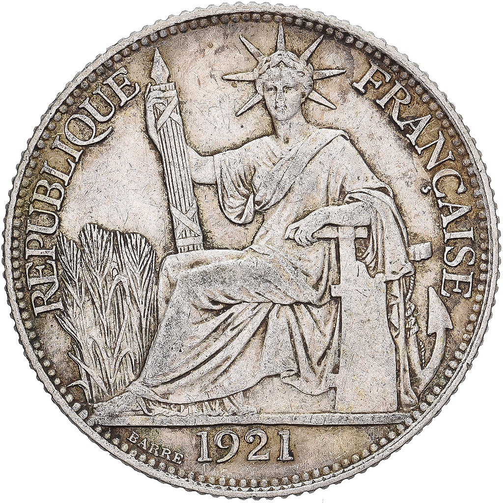 Indochine française, 20 Cents, 1921, Paris, Argent, TB+, KM:17.1