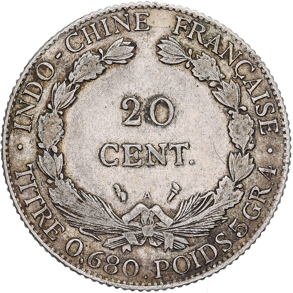 Indochine française, 20 Cents, 1921, Paris, Argent, TB+, KM:17.1