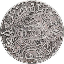 Morocco, 1/4 Rial, 2-1/2 Dirhams, 1892/AH1309, Paris, Silver, VF(30-35)
