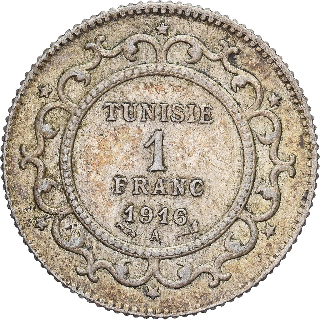 Tunisie, Muhammad al-Nasir Bey, Franc, 1916, Paris, Argent, SUP, KM:238