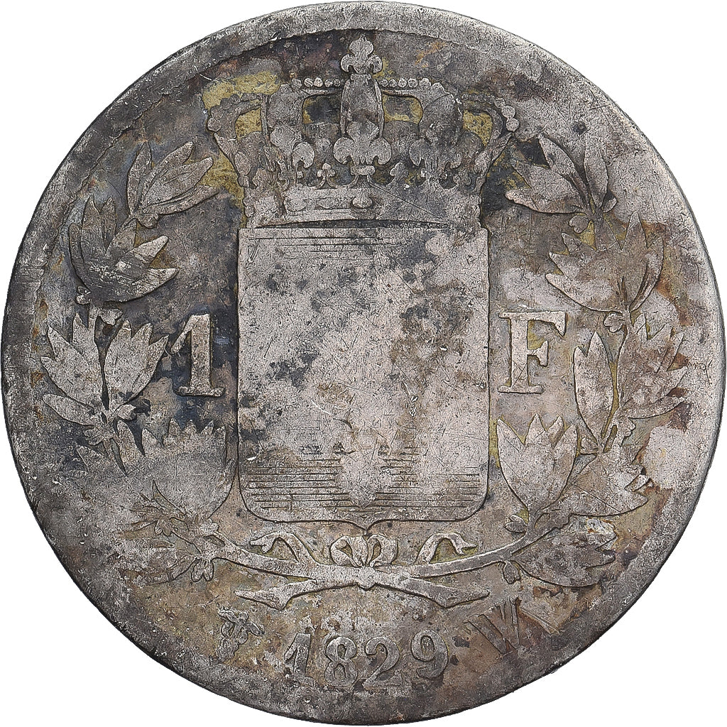 France, Franc, Charles X, 1829, Lille, Silver, F(12-15), KM:724.13