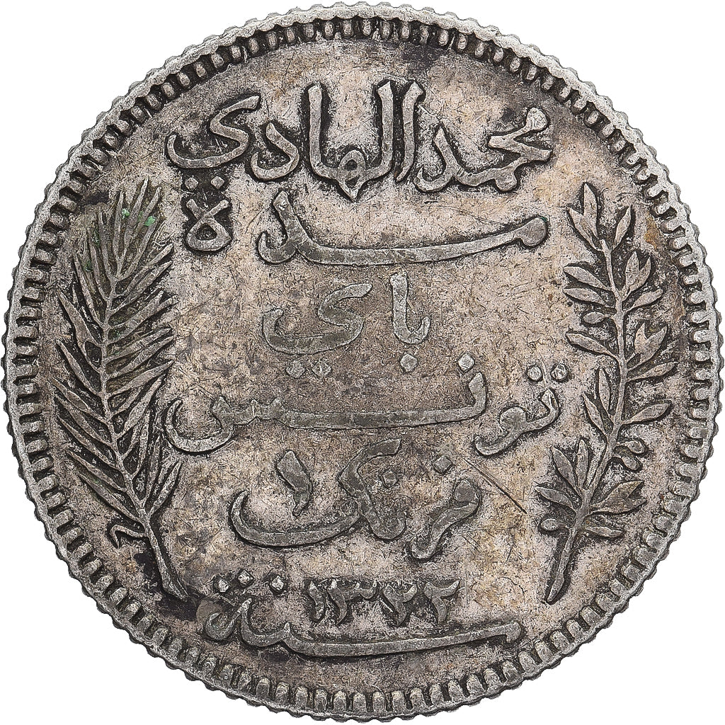 Tunisië, Muhammad al-Hadi Bey, Franc, 1904, Paris, Zilver, FR+, KM:231