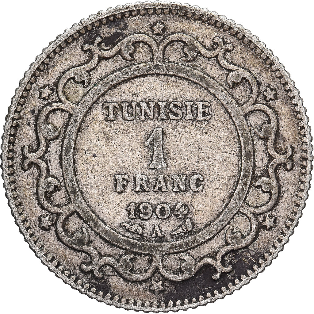 Tunisië, Muhammad al-Hadi Bey, Franc, 1904, Paris, Zilver, FR+, KM:231