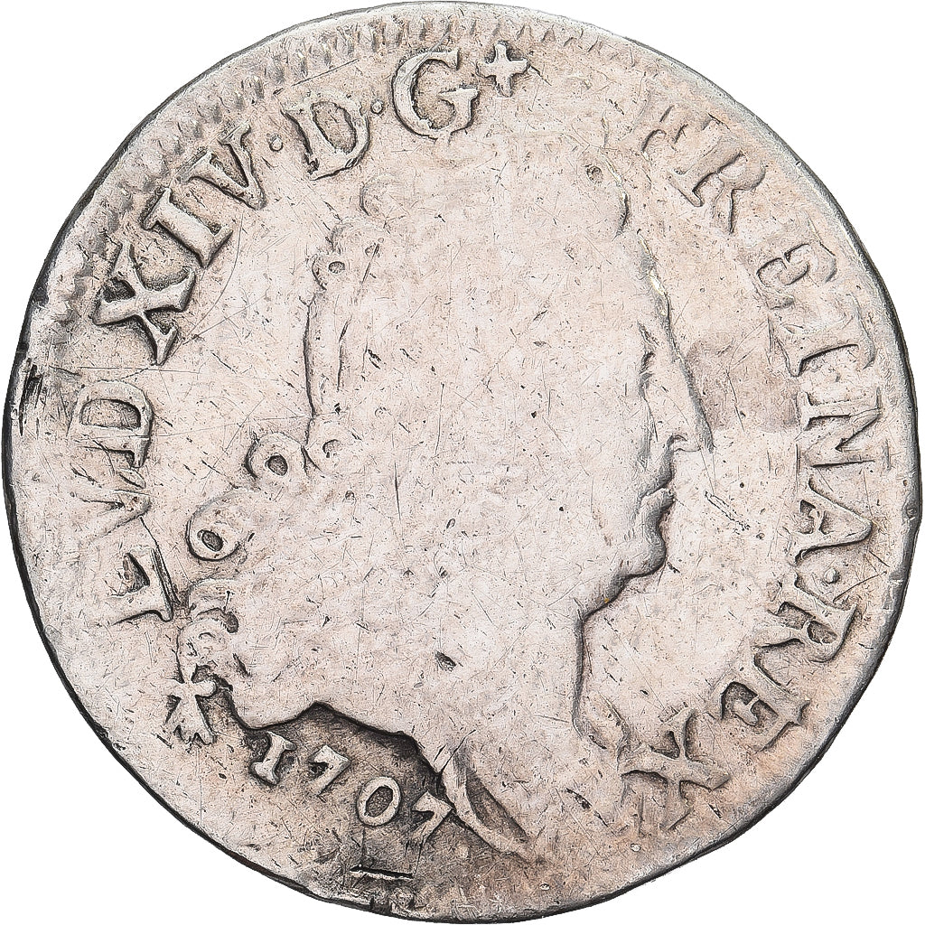 France, Louis XIV, 10 Sols-1/8 Ecu, 10 Sols aux couronnes de Metz, 1707, Metz