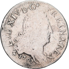 France, Louis XIV, 10 Sols-1/8 Ecu, 10 Sols aux couronnes de Metz, 1707, Metz