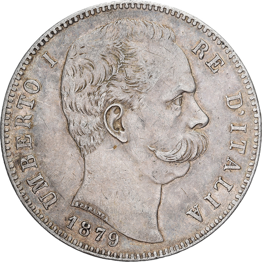 Italy, Umberto I, 5 Lire, 1879, Rome, Silver, AU(50-53), KM:20