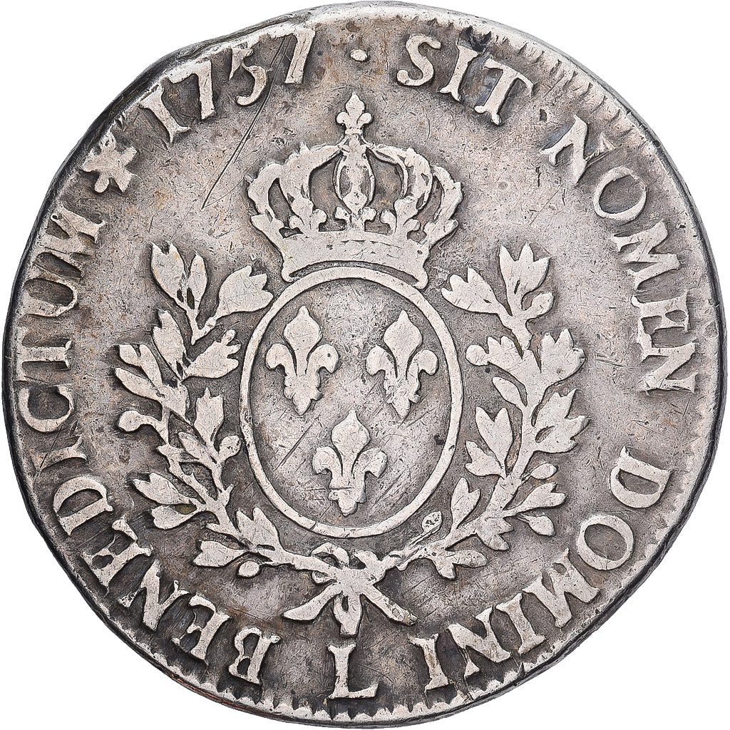 Francja, Louis XV, Ecu, Écu au bandeau, 1757, Bayonne, Srebro, VF(30-35)