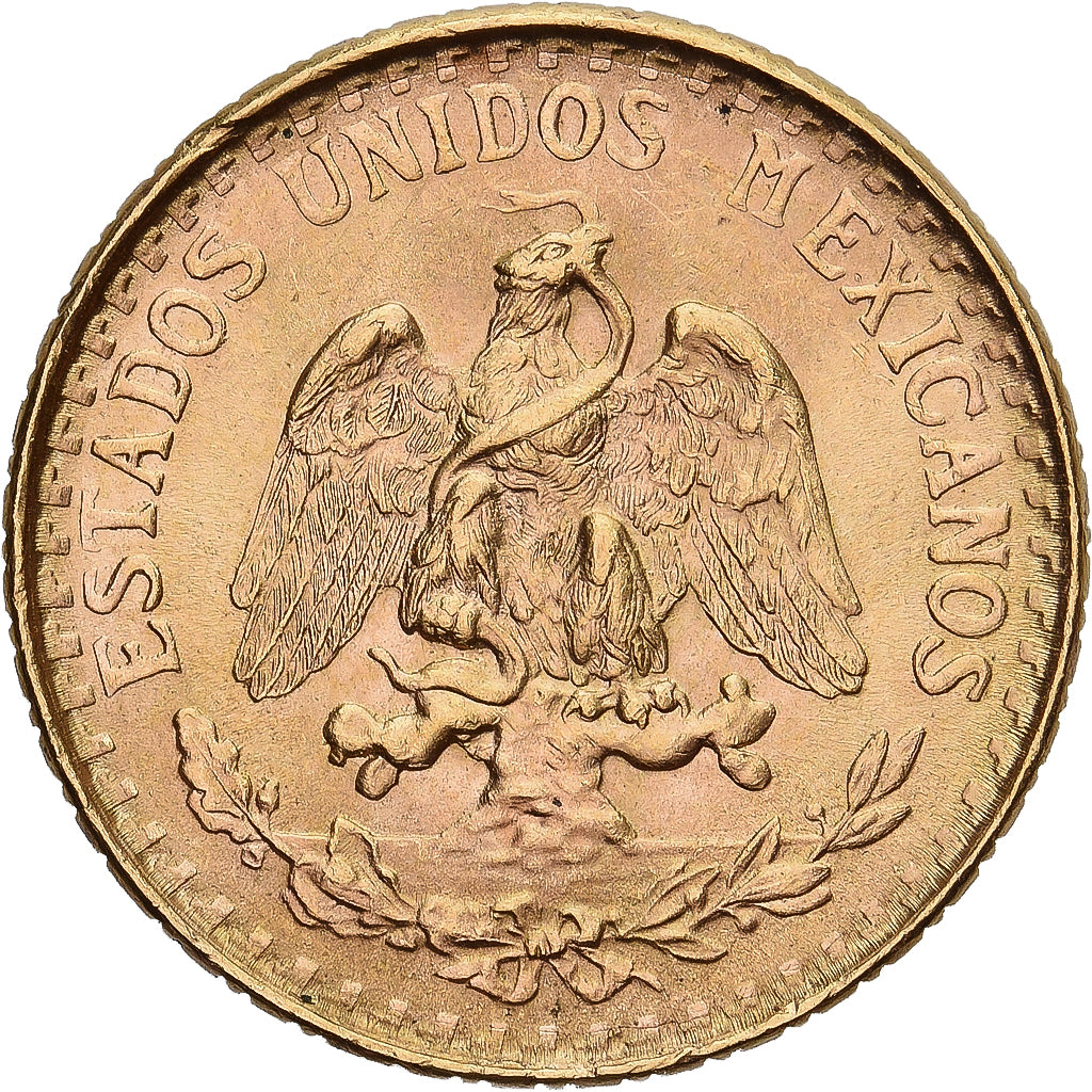 Mexico, 2 Pesos, 1945, Mexico City, Gold, AU(55-58), KM:461