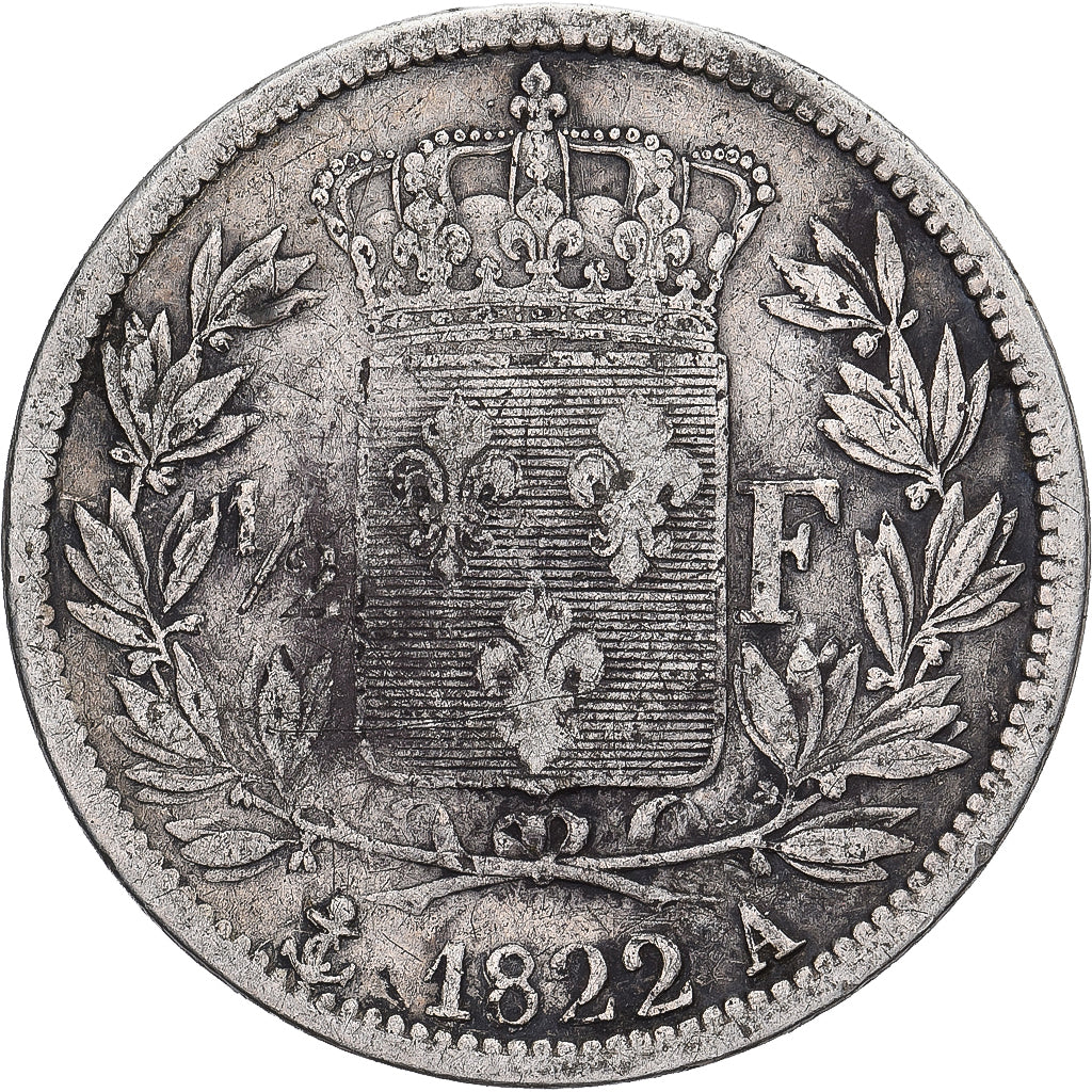 Frankreich, Louis XVIII, 1/2 Franc, Louis XVIII, 1822, Paris, Silber, S+