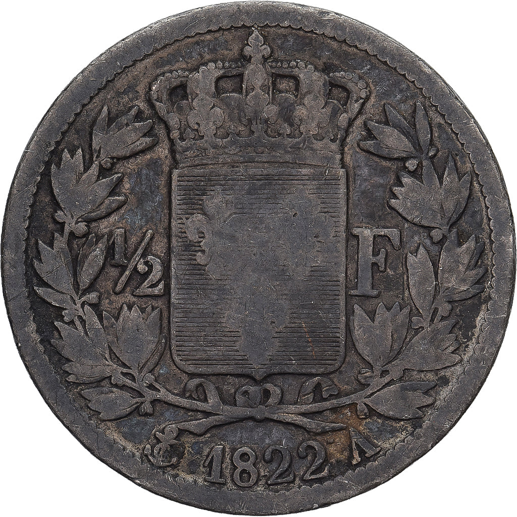 Frankreich, Louis XVIII, 1/2 Franc, Louis XVIII, 1822, Paris, Silber, S