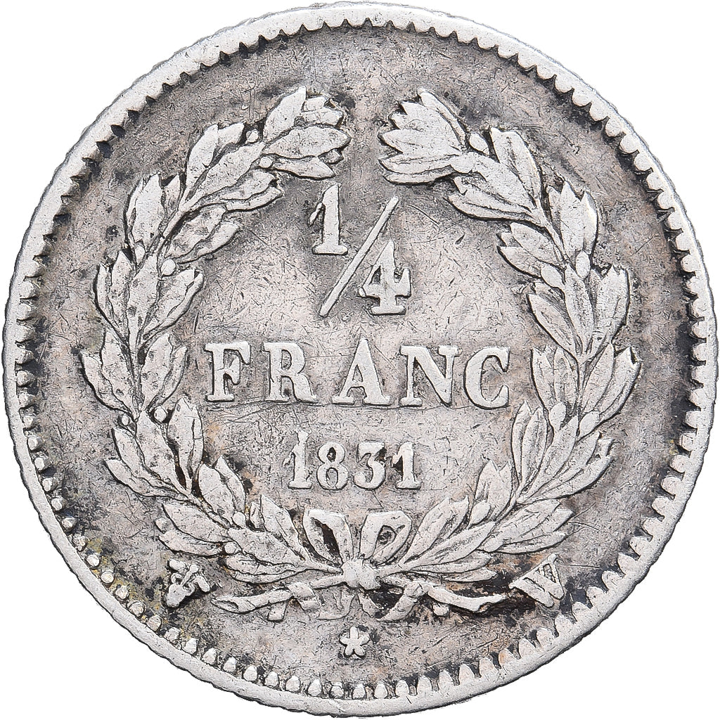 França, 1/4 Franc, Louis-Philippe, 1831, Lille, Prata, EF(40-45), KM:740.13
