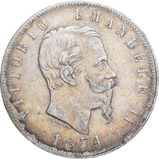 Italy, Vittorio Emanuele II, 5 Lire, 1874, Milan, Silver, EF(40-45), KM:8.3