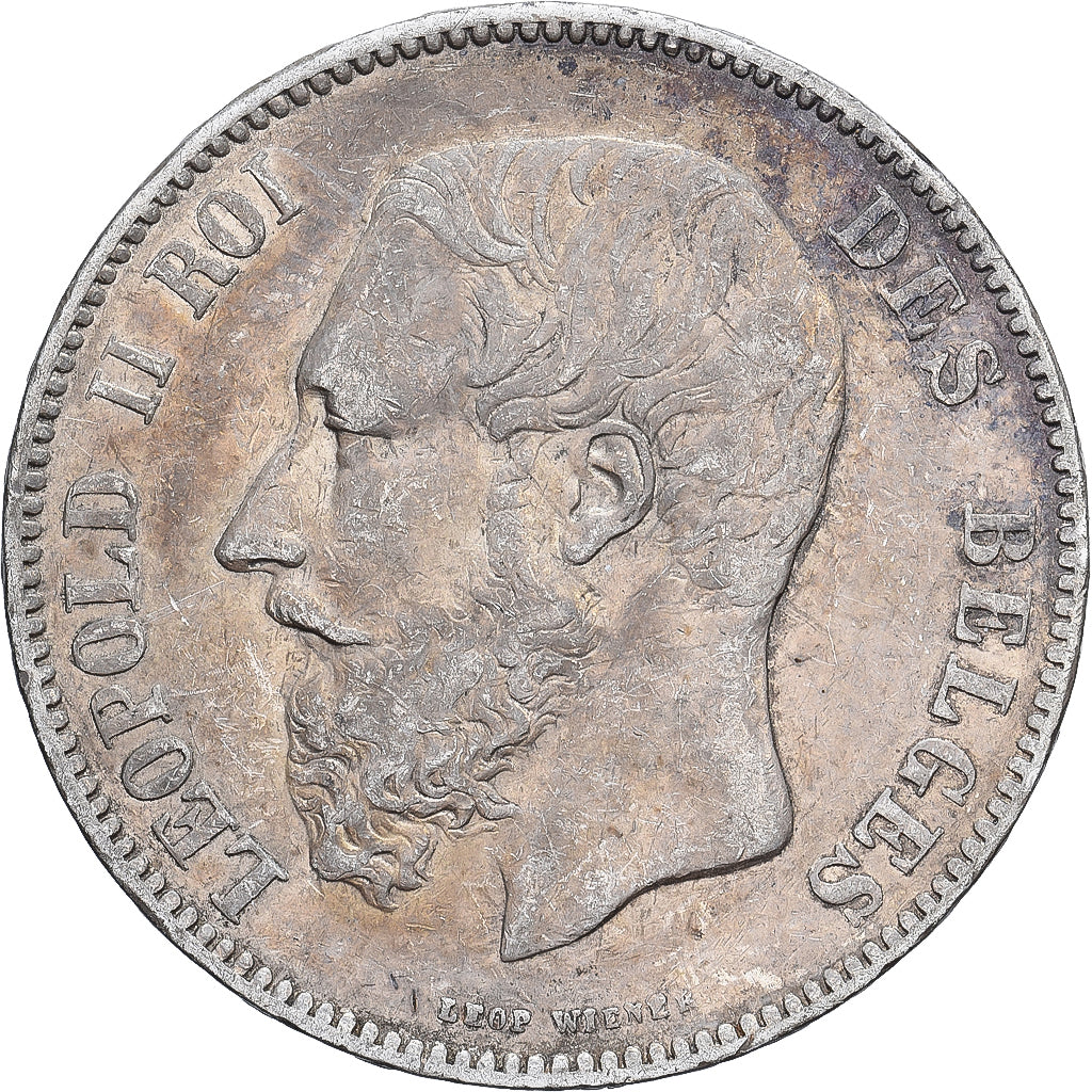 België, Leopold II, 5 Francs, 5 Frank, 1874, Brussels, Zilver, ZF, KM:24