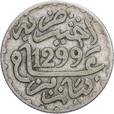 Morocco, Moulay al-Hasan I, 1/2 Dirham, 1881/1299 AH, Paris, Silver, VF(30-35)