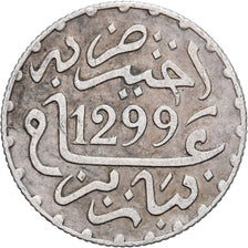 Marokko, Moulay al-Hasan I, 1/2 Dirham, 1881/1299 AH, Paris, Zilver, ZF, KM:4