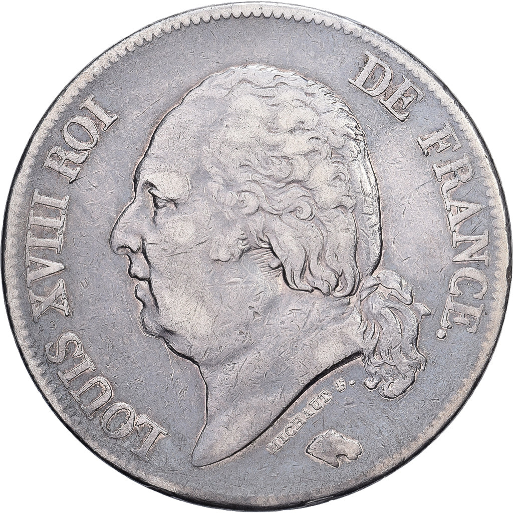 France, Louis XVIII, 5 Francs, Louis XVIII, 1821, Paris, Silver, EF(40-45)