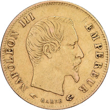 Francja, Napoleon III, 5 Francs, Napoléon III, 1858, Paris, Złoto, VF(30-35)