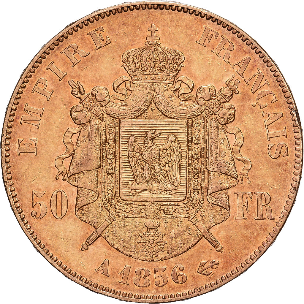 Frankrijk, Napoleon III, 50 Francs, Napoléon III, 1856, Paris, Goud, ZF+