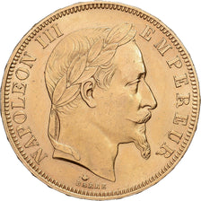 França, Napoleon III, 50 Francs, Napoléon III, 1864, Paris, Dourado