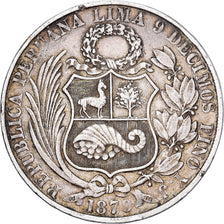 Peru, SOUTH PERU, Sol, 1879, Santiago, Prata, VF(30-35), KM:196.5