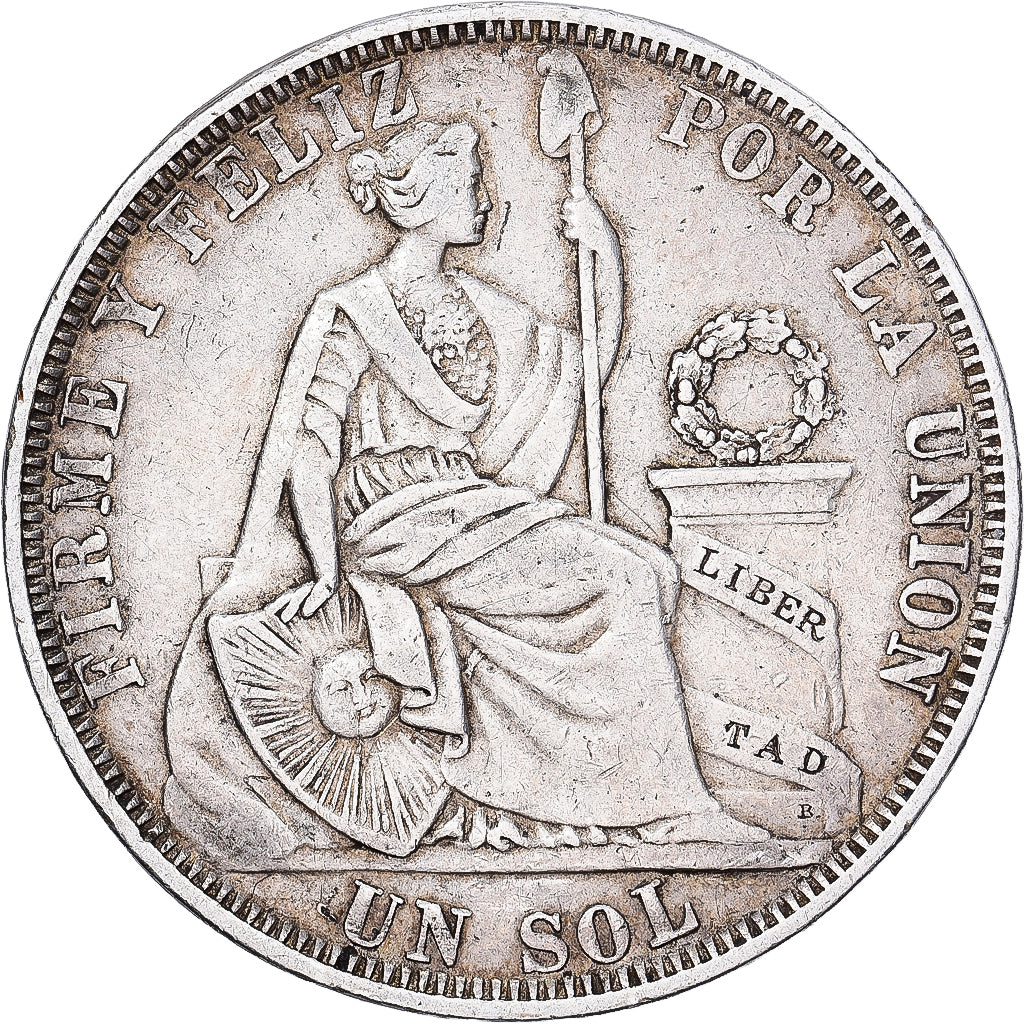 Peru, SOUTH PERU, Sol, 1879, Santiago, Prata, VF(30-35), KM:196.5