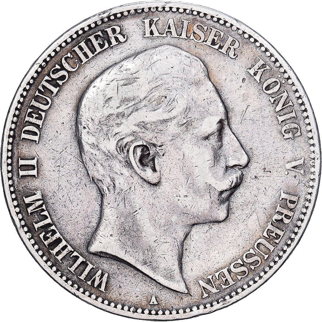 NIEMCY - IMPERIUM, PRUSSIA, Wilhelm II, 5 Mark, 1903, Berlin, Srebro, VF(20-25)
