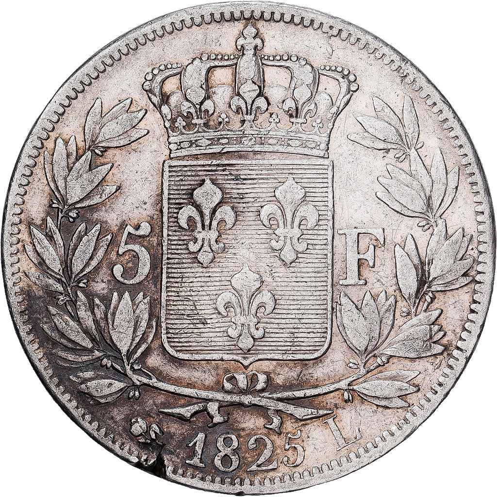 França, 5 Francs, Charles X, 1825, Bayonne, Prata, VF(30-35), KM:720.8
