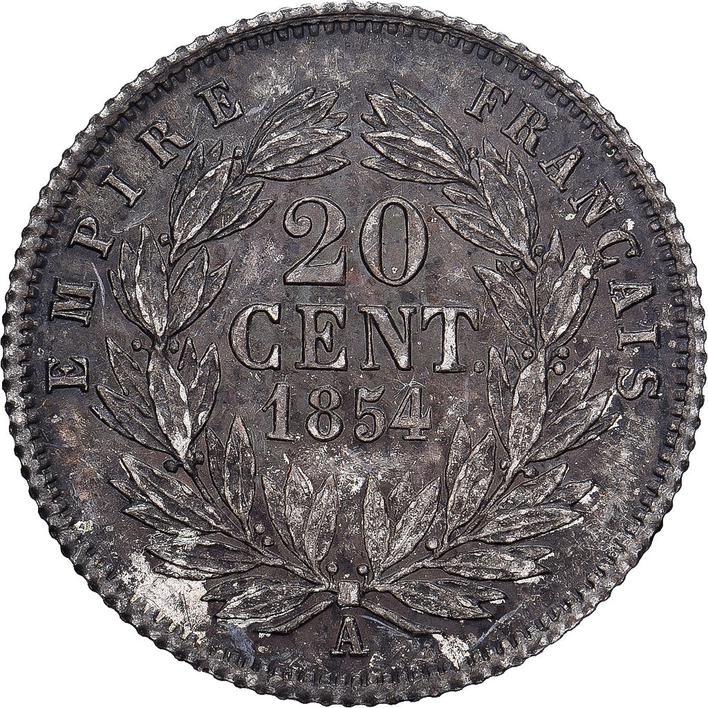 Frankrijk, Napoleon III, 20 Centimes, Napoléon III, 1854, Paris, Zilver, PR+