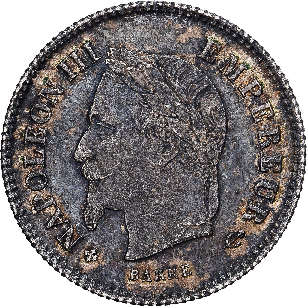 Frankreich, Napoleon III, 20 Centimes, Napoléon III, 1867, Strasbourg, Silber
