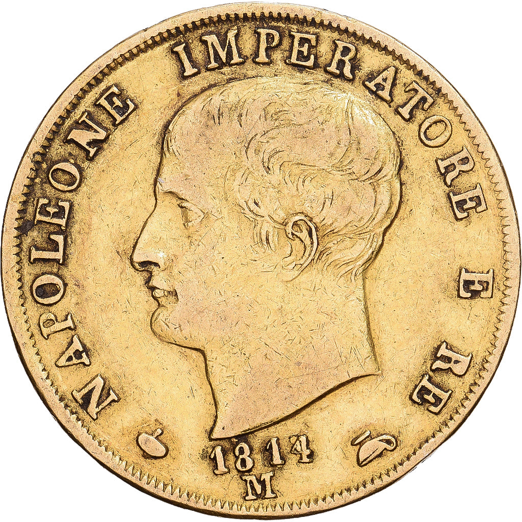 États italiens, KINGDOM OF NAPOLEON, Napoléon Ier, 40 Lire, 1814, Milan, Or