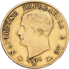 États italiens, KINGDOM OF NAPOLEON, Napoléon Ier, 40 Lire, 1814, Milan, Or