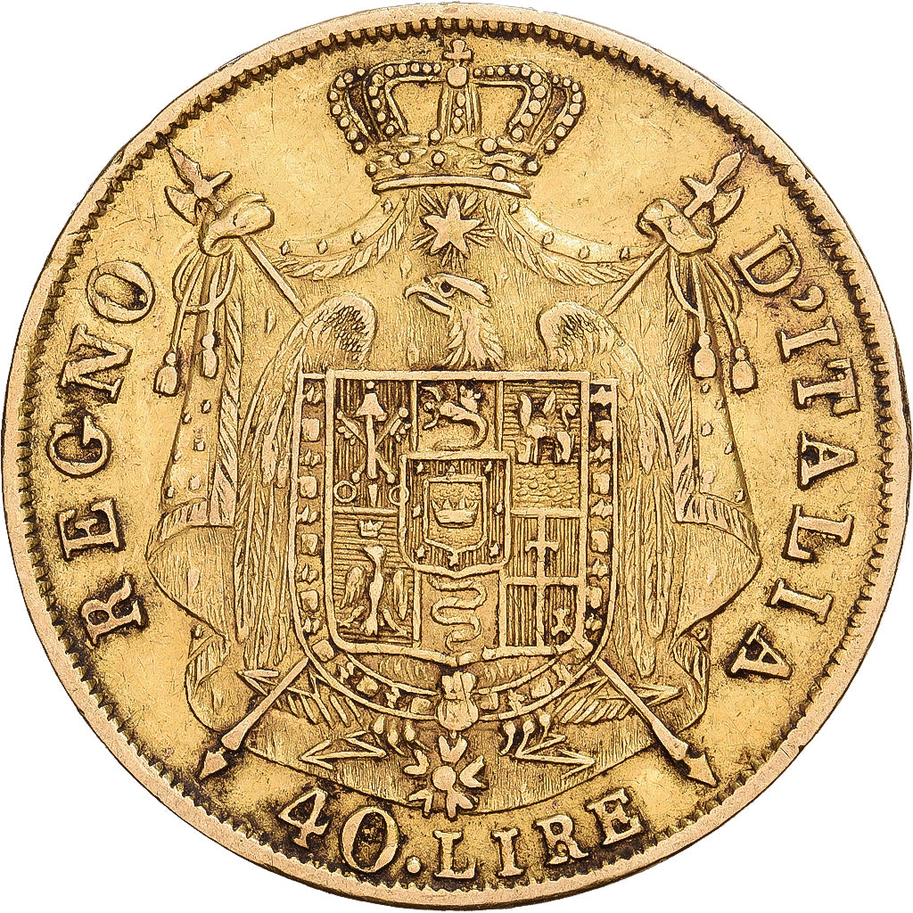 États italiens, KINGDOM OF NAPOLEON, Napoléon Ier, 40 Lire, 1814, Milan, Or