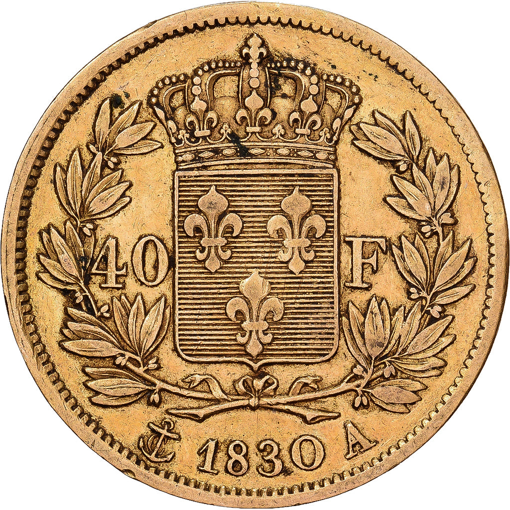 France, 40 Francs, Charles X, 1830, Paris, Gold, EF(40-45), KM:721.1