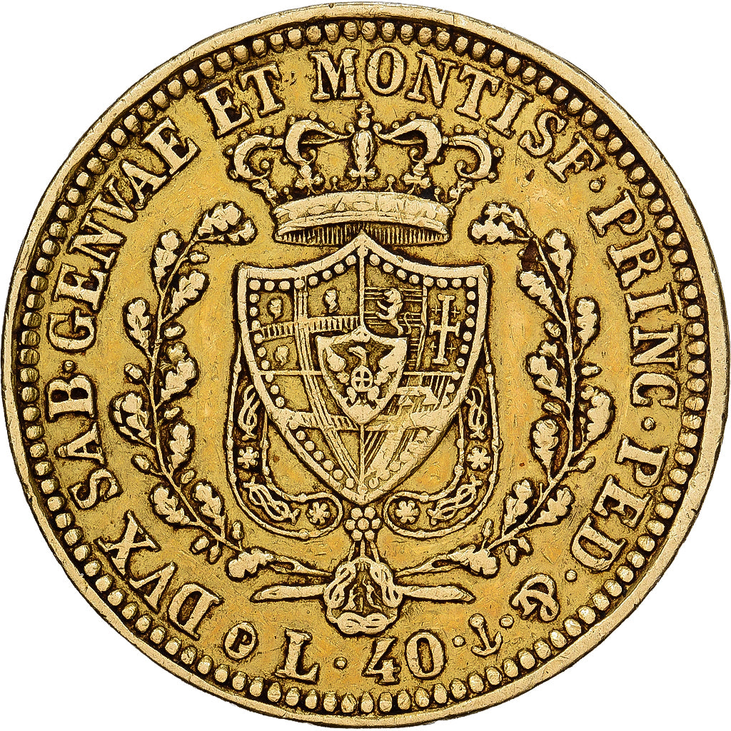 Italien Staaten, SARDINIA, Carlo Felice, 40 Lire, 1825, Genoa, Gold, SS