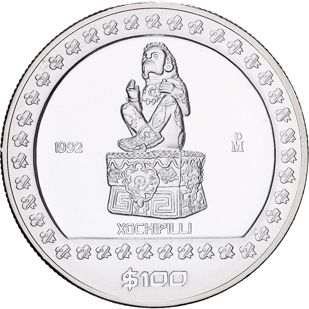 Mexico, 100 Pesos, 1992, Mexico City, Silver, MS(64), KM:562