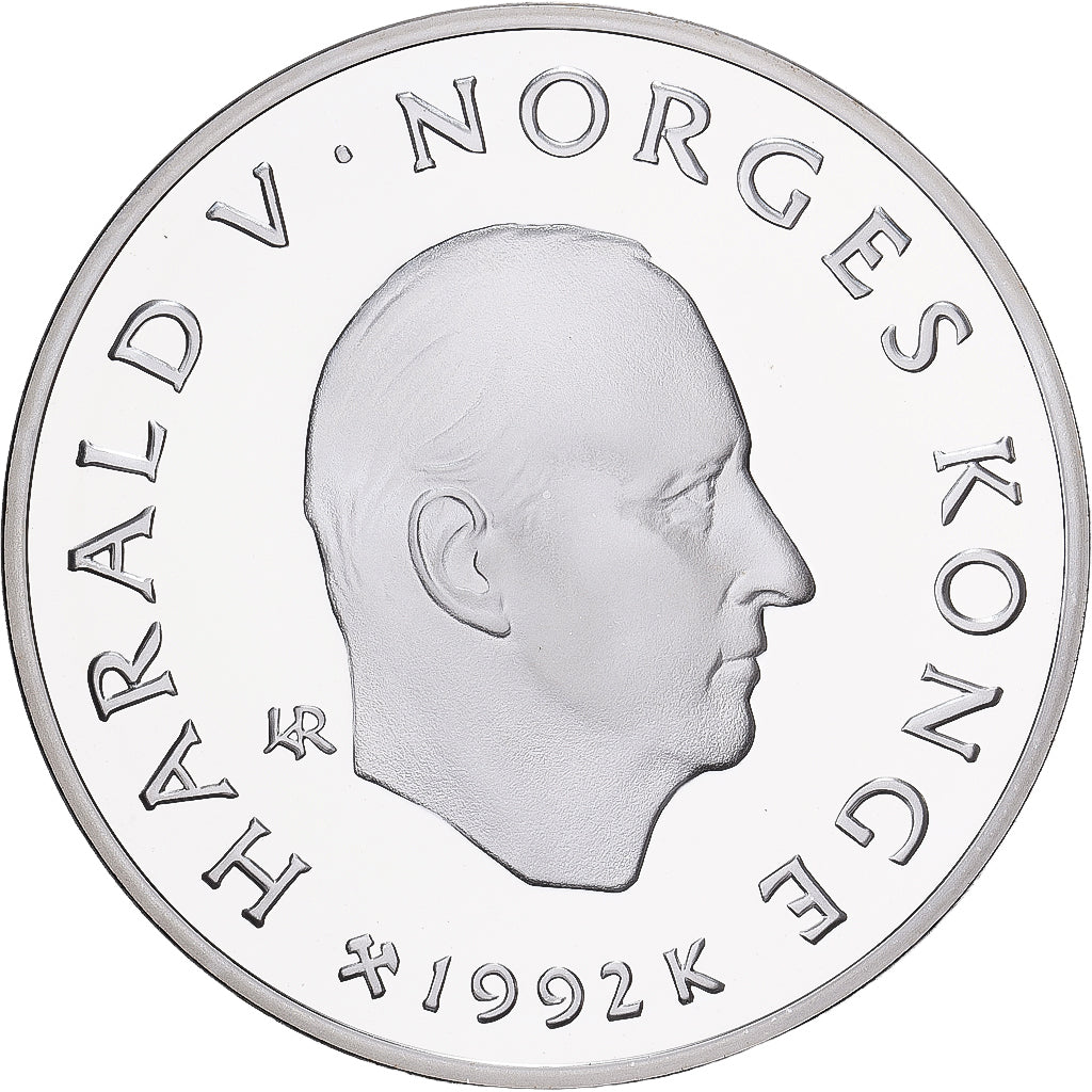 Norway, Harald V, 100 Kroner, 1992, Kongsberg, Silver, MS(64), KM:440