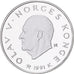 Norway, Olav V, 100 Kroner, 1991, Kongsberg, Silver, MS(64), KM:434