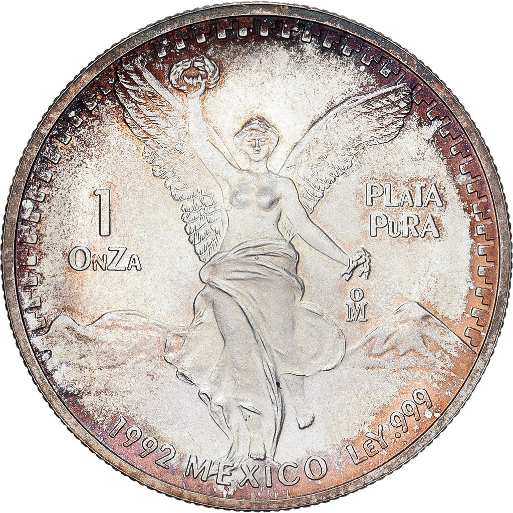 México, Onza, Troy Ounce of Silver, 1992, Mexico City, Prata, MS(60-62)