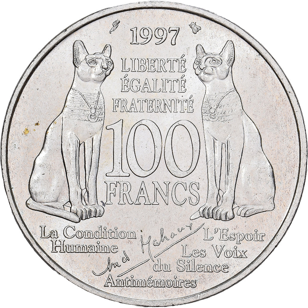 França, 100 Francs, André Malraux, 1997, Paris, Prata, AU(50-53), KM:1188