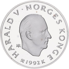 Noruega, Harald V, 50 Kroner, 1992, Kongsberg, Prata, MS(64), KM:439