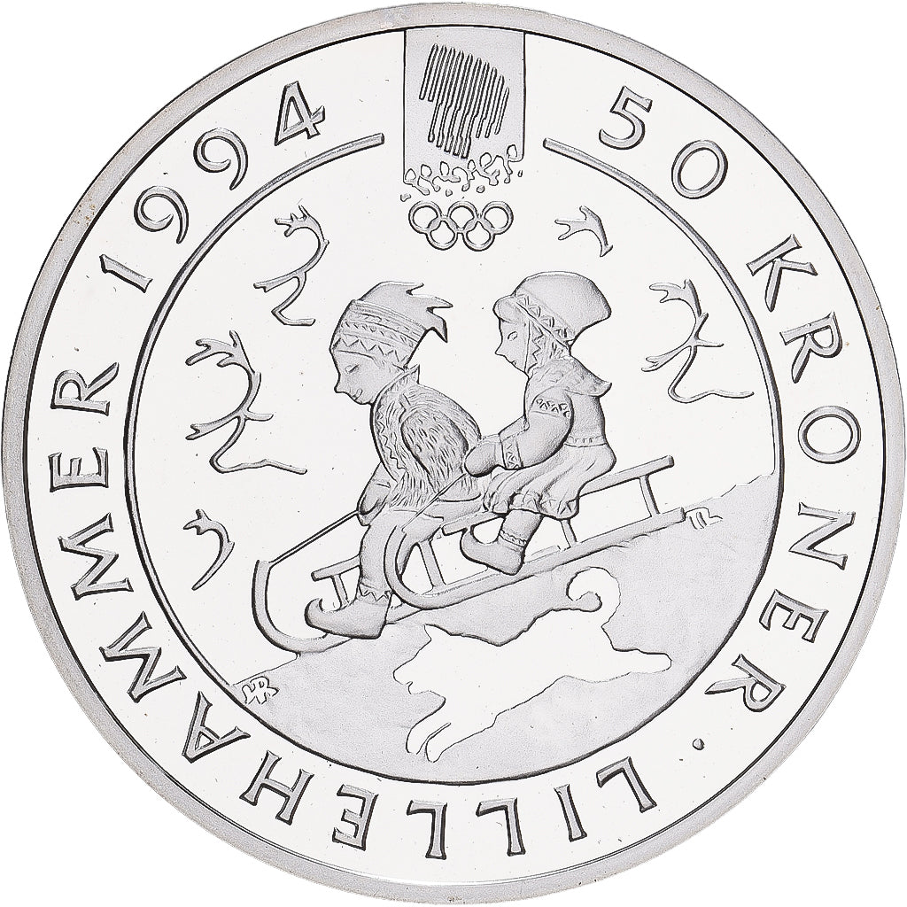 Noruega, Harald V, 50 Kroner, 1992, Kongsberg, Prata, MS(64), KM:439