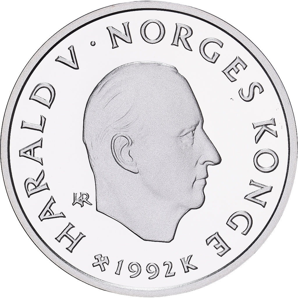 Norway, Harald V, 50 Kroner, 1992, Kongsberg, Silver, MS(64), KM:438