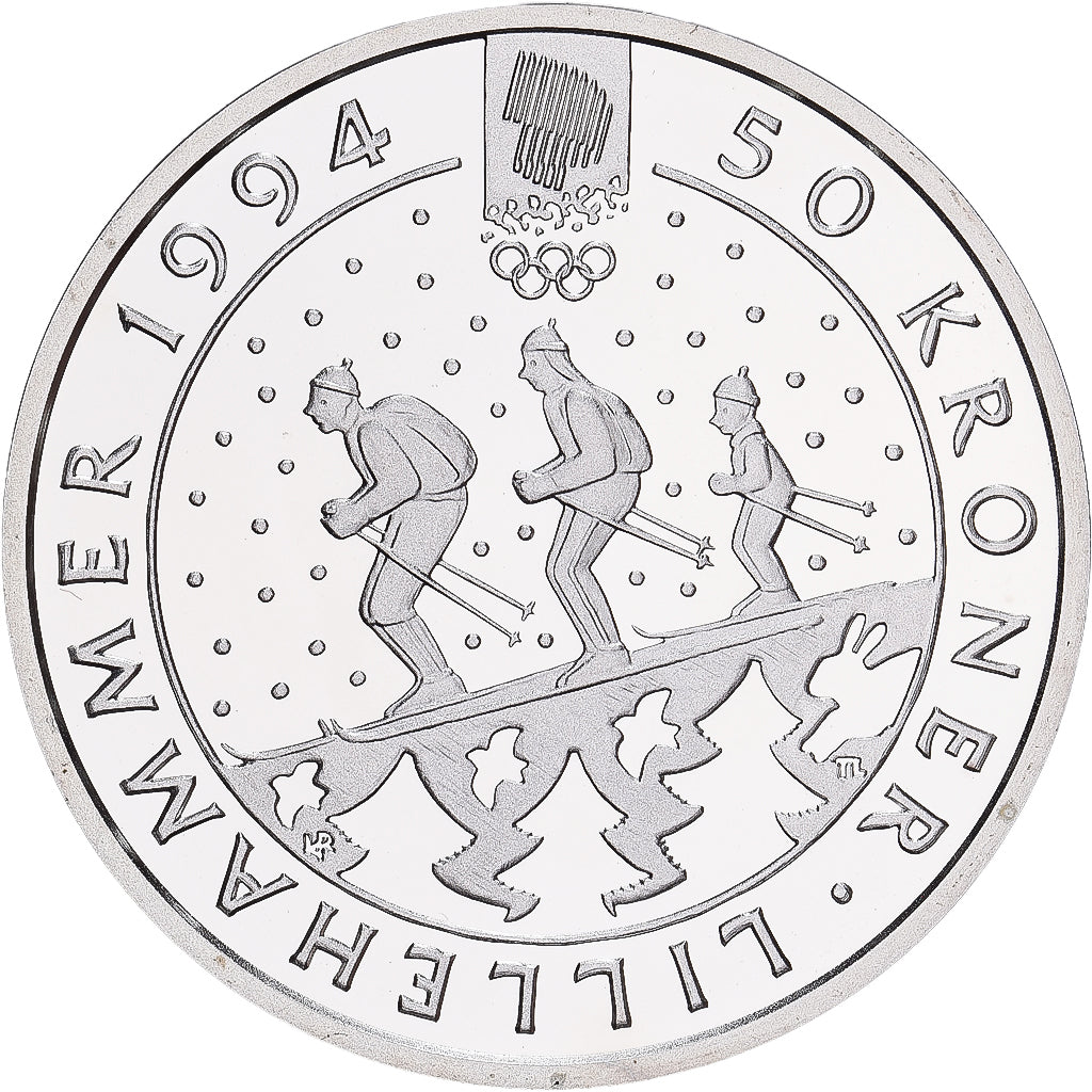 Norway, Olav V, 50 Kroner, 1991, Kongsberg, Silver, MS(64), KM:431